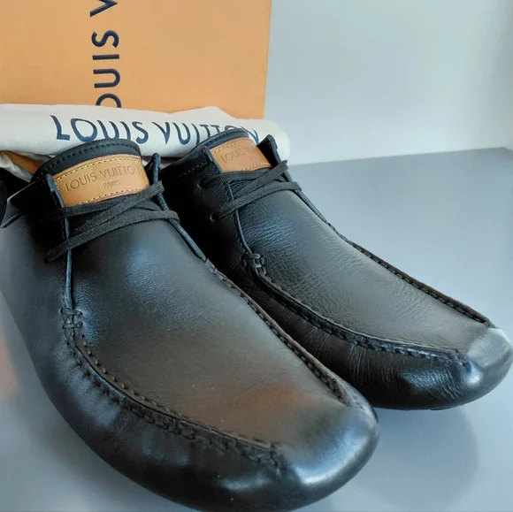 Louis Vuitton Black Veau Soie Leather Loafers Shoes - Picture 3 of 16